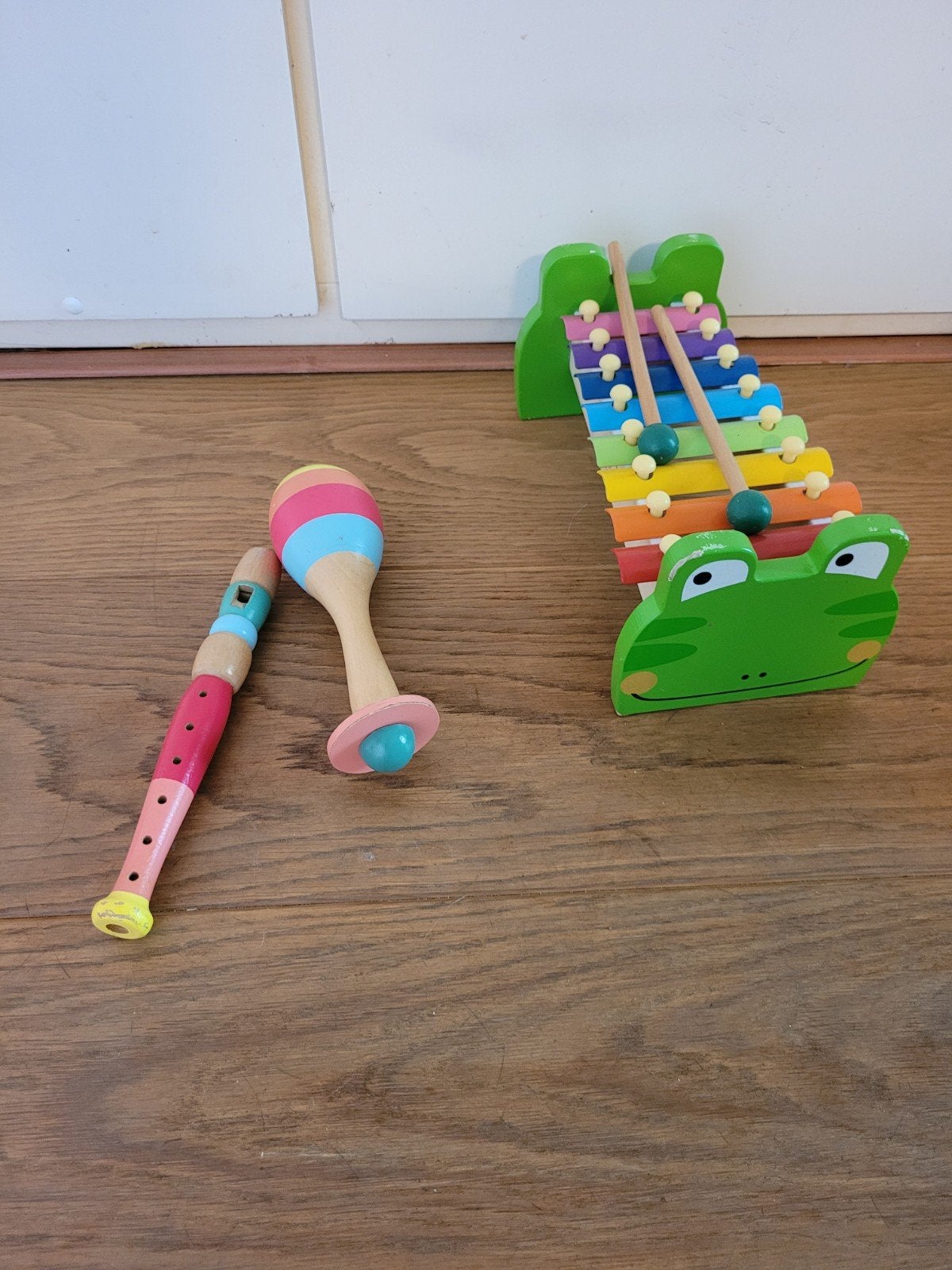 Houten muziekinstrumenten set: xylofoon, fluit en rammelaar, Ophalen, Gebruikt, Overige typen, Met geluid