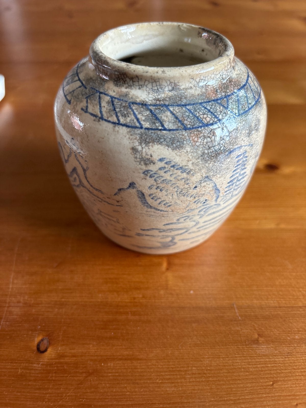 Antieke Chinese gemberpot met blauw-witte decoratie, Antiek en Kunst, Ophalen of Verzenden