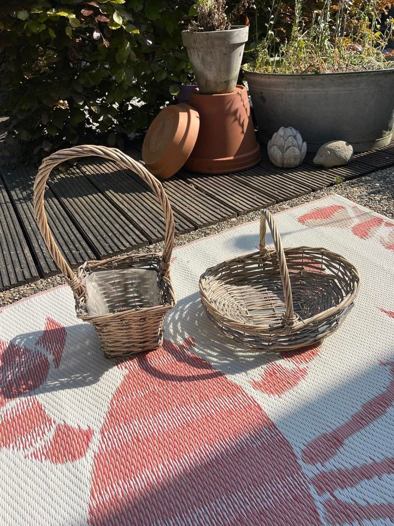 Set van 2 rieten manden/schalen - Gebruikt, Ophalen, Gebruikt, Mand, Rond