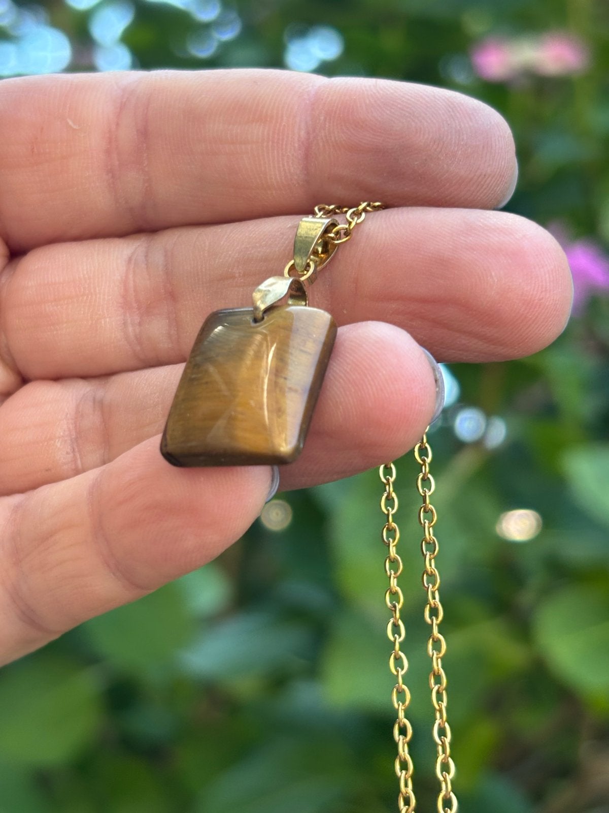 Handgemaakte Tijgeroog Edelsteen Ketting RVS, Sieraden, Tassen en Uiterlijk, Kettingen, Bruin, Nieuw, Ophalen of Verzenden, Steen of Mineraal