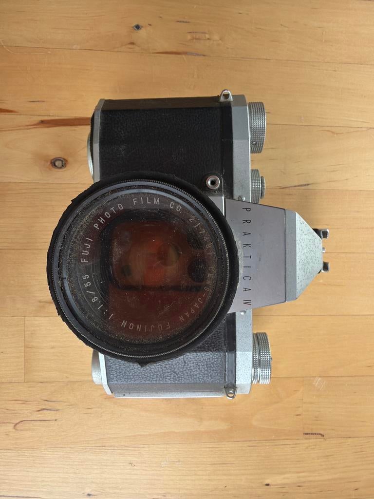 Vintage Praktica IV Spiegelreflexcamera met Fujinon lens, Audio, Tv en Foto, Fotocamera's Analoog, Gebruikt, Spiegelreflex, Overige Merken