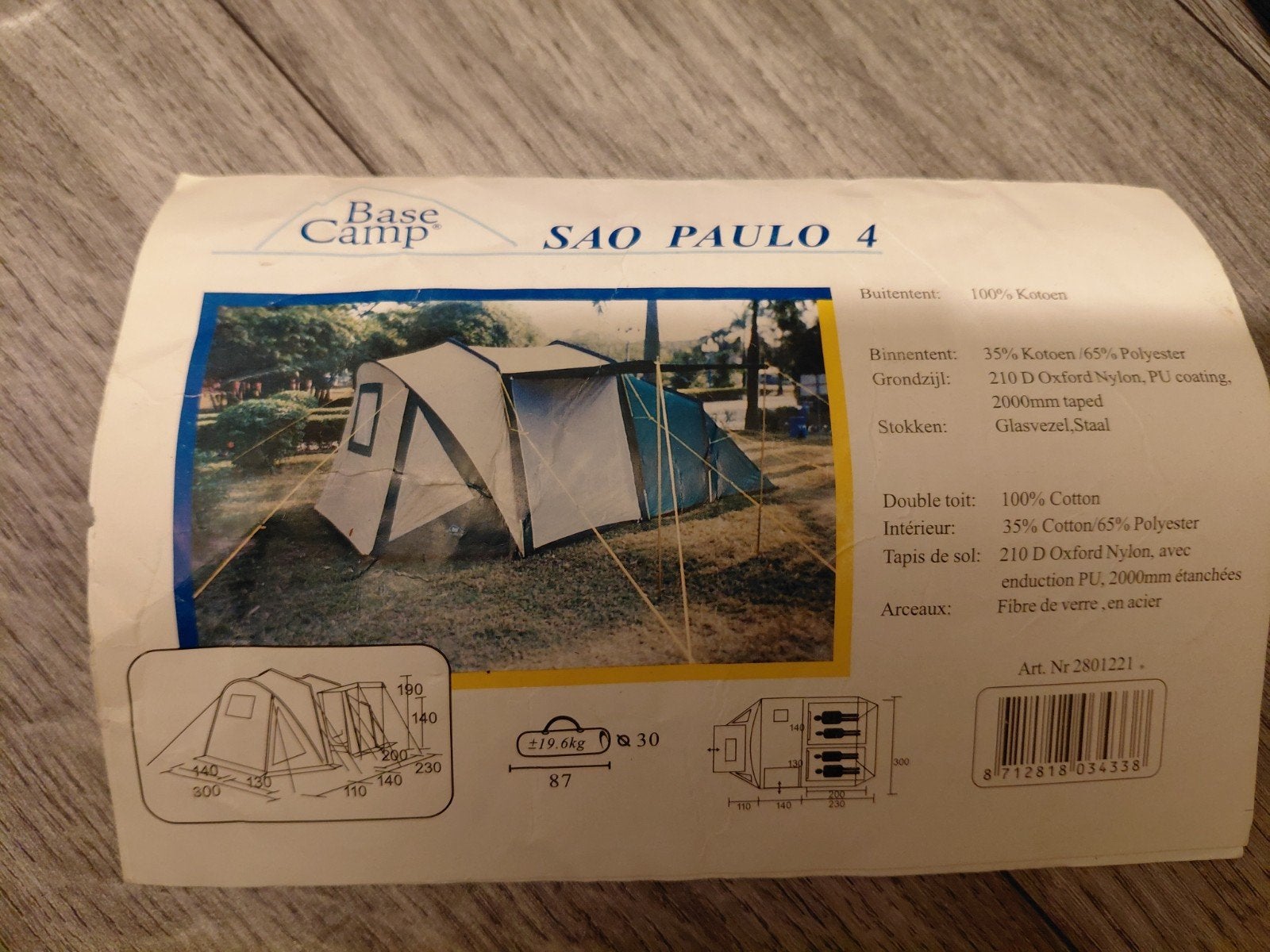 Base Camp Sao Paulo 4 Tent, Caravans en Kamperen, Ophalen, Gebruikt, Tot en met 4
