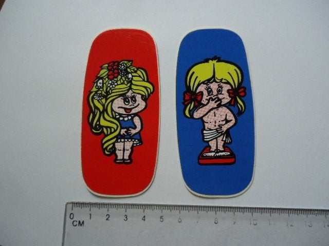 sticker Jaren 70 deur kind meisje strip pop art vintage, Verzamelen, Verzenden, Zo goed als nieuw
