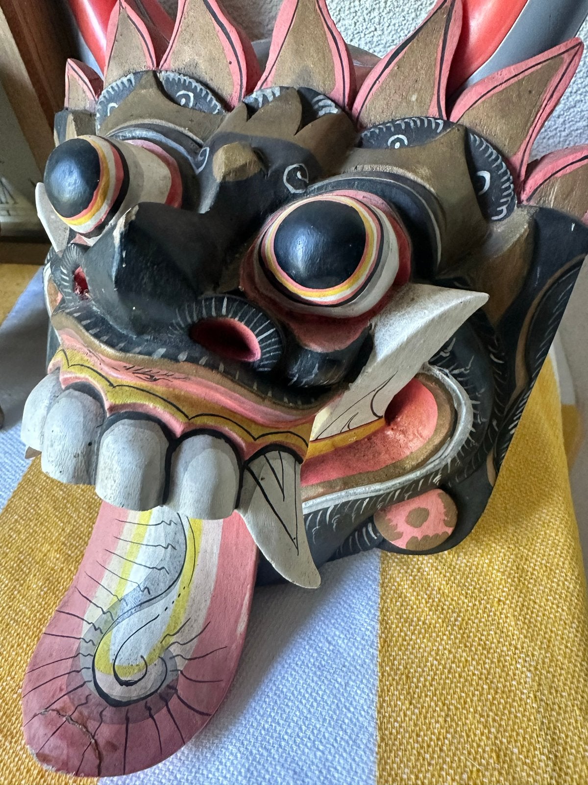Handgesneden Balinees masker - Hout - Indonesië, Hout, Masker, Handgemaakt, Ophalen of Verzenden