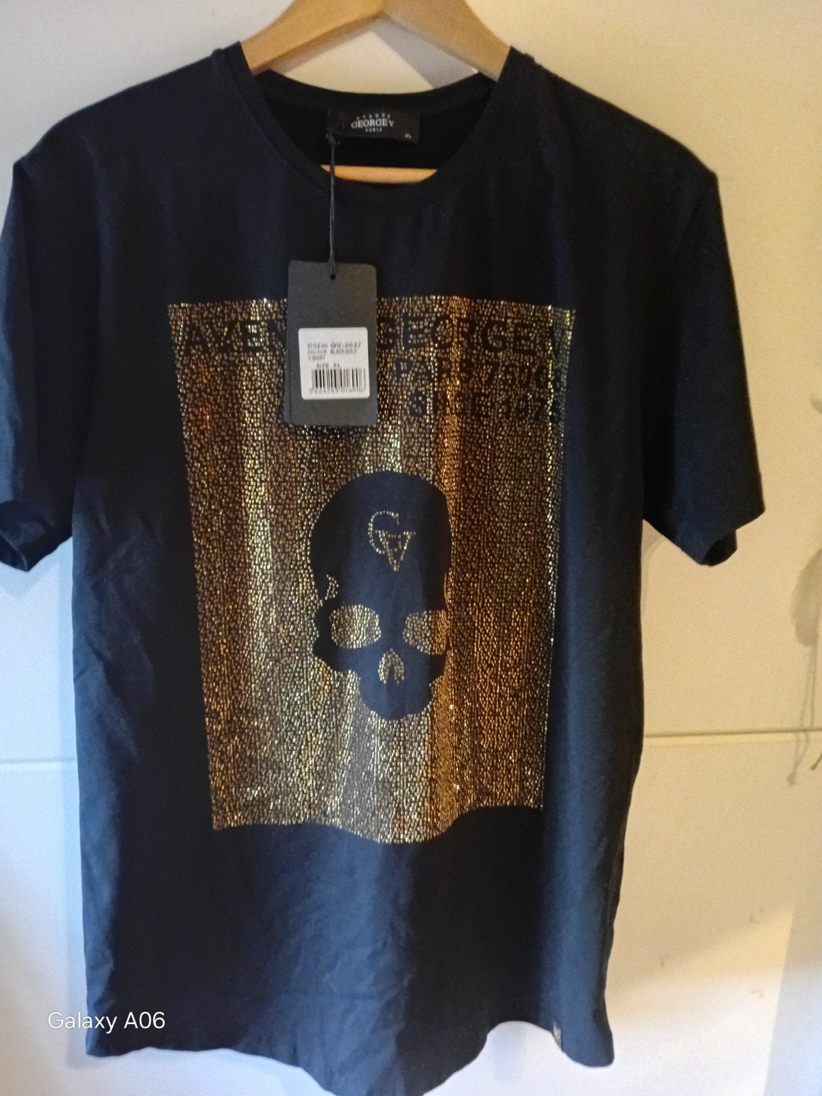 George V Paris Couture T-shirt met gouden schedel XL, Maat 52/54 (L), Zwart, Nieuw, Ophalen of Verzenden