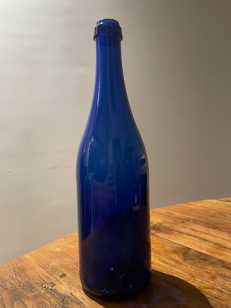 Kobalt blauwe Glazen Fles, Ophalen of Verzenden, Zo goed als nieuw, Glas of Glazen, Overige merken