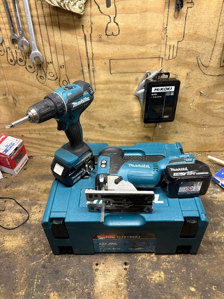 Makita DDF485 Boor-/Schroefmachine & DJV181 Decoupeerzaag, Ophalen of Verzenden, Gebruikt