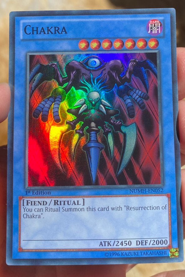 Yu-Gi-Oh! Chakra NUMH 1st Edition !, Ophalen of Verzenden, Zo goed als nieuw, Losse kaart, Foil