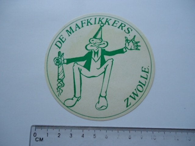 sticker oud Carnaval ZWOLLE Mafkikkers kikker strip karnaval, Ophalen of Verzenden, Zo goed als nieuw, Bedrijf of Vereniging