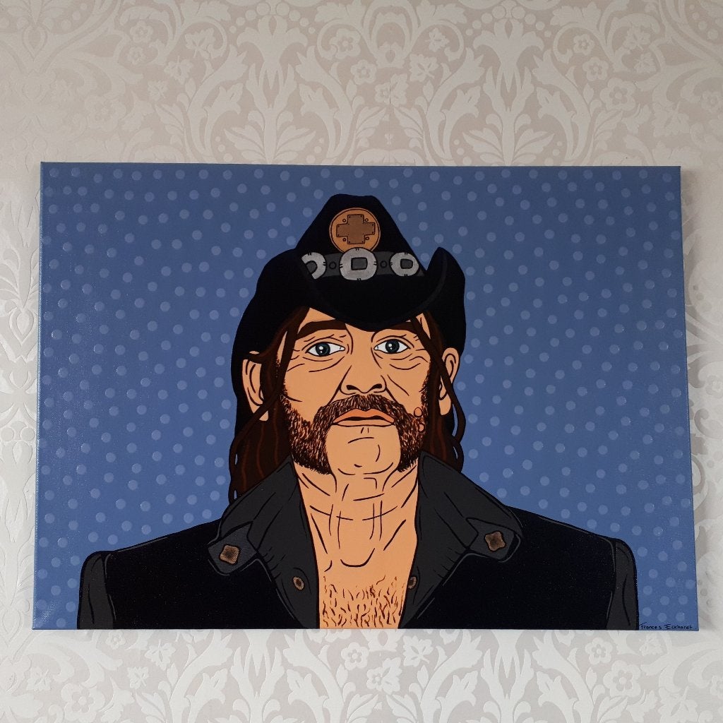 Motorhead Lemmy Kilmister pop art schilderij 50x70, Antiek en Kunst, Ophalen of Verzenden, Handgeschilderd, Acrylverf, Muziek