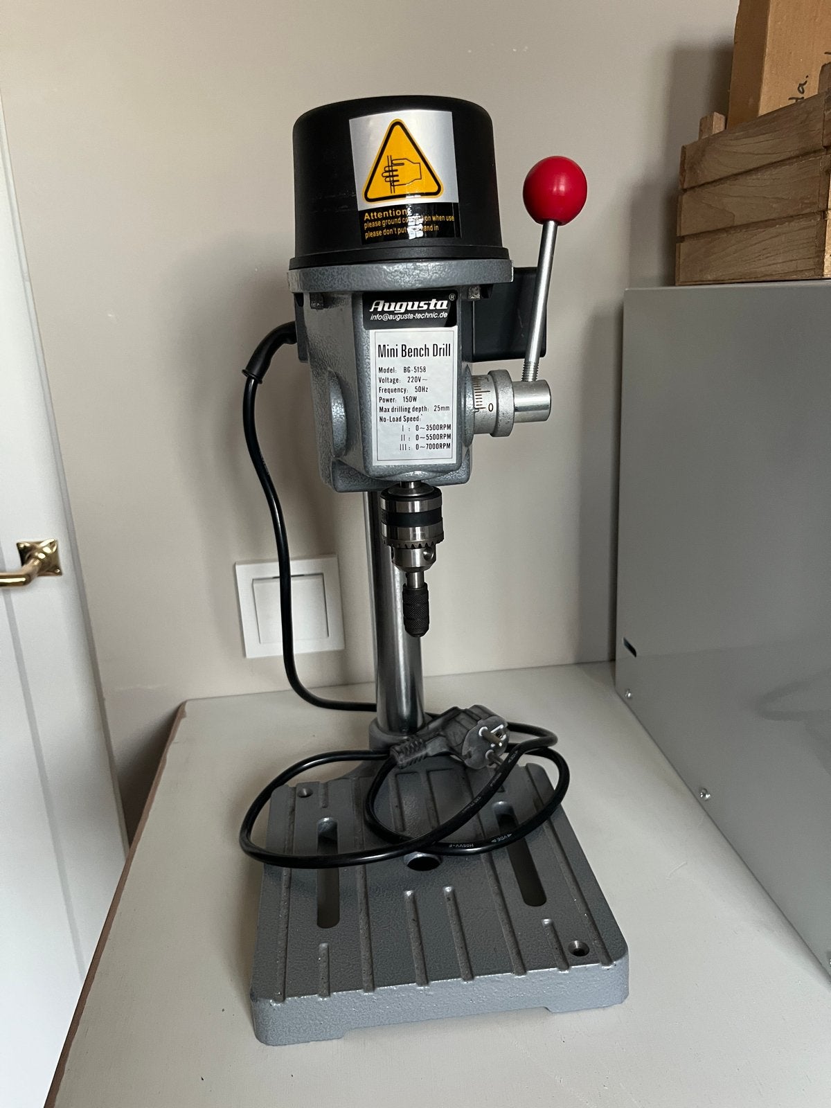Augusta Mini Kolomboormachine, Ophalen, Gebruikt, Variabele snelheid, Minder dan 400 watt