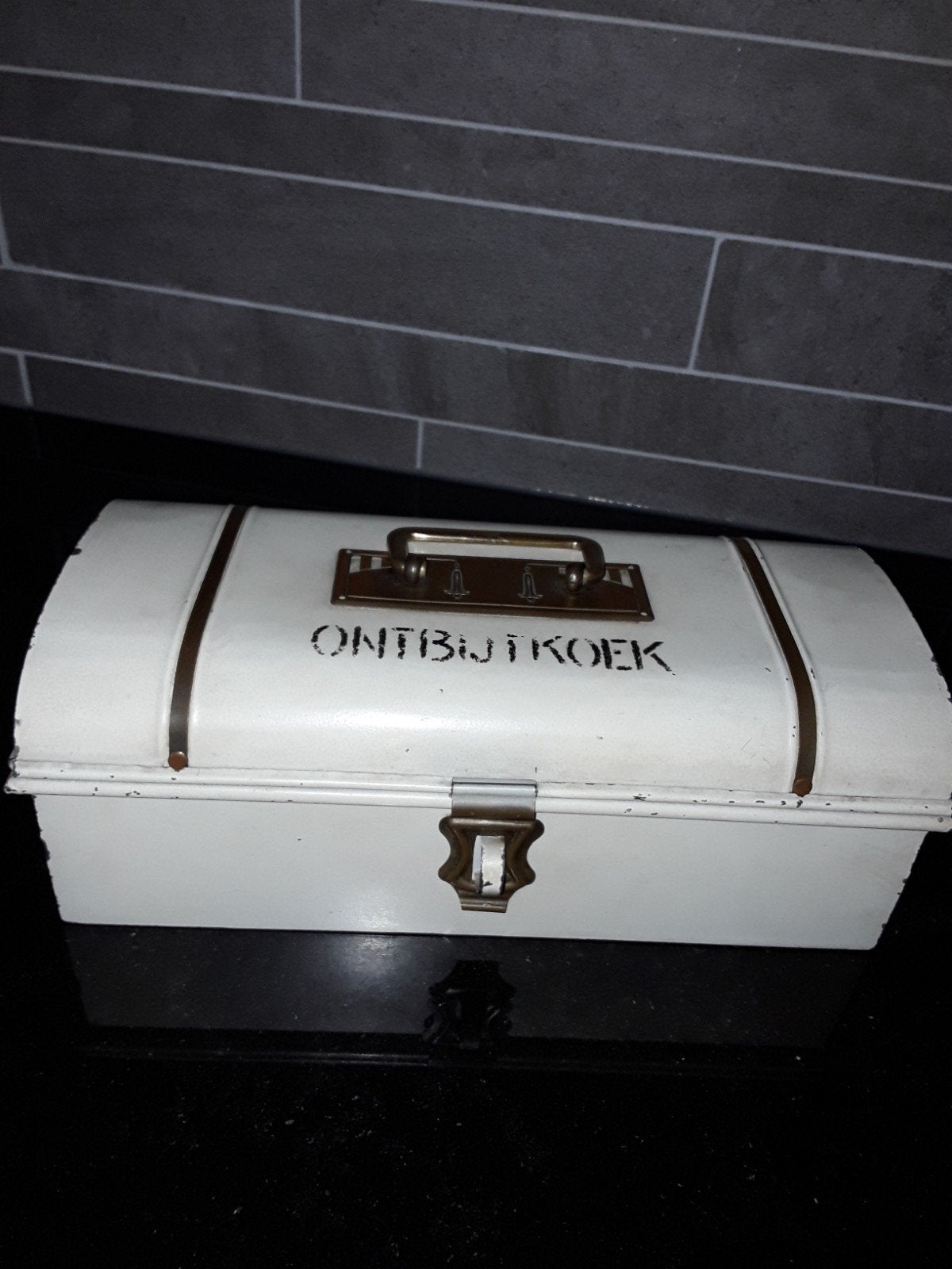 Oud ontbijtkoek trommel, Ophalen of Verzenden, Gebruikt, Koek(jes)
