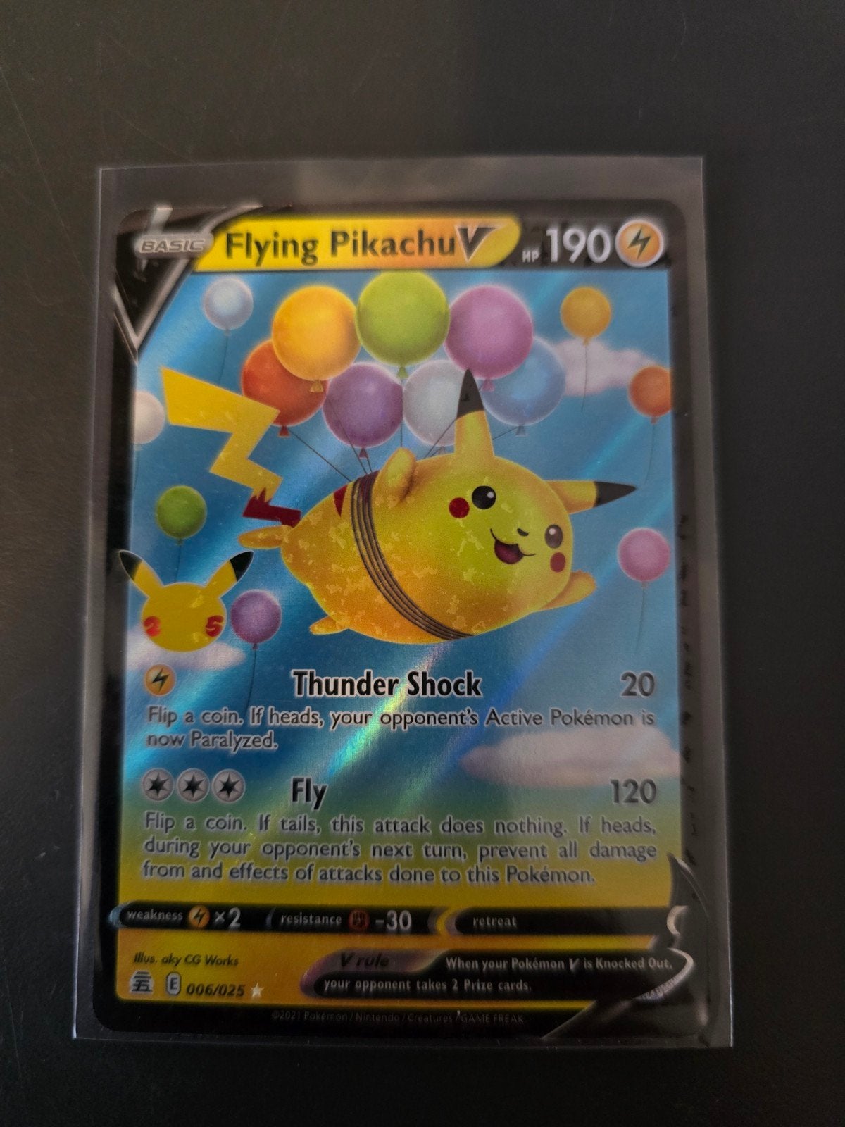 Flying Pikachu V Pokémon Kaart Celebrations 006/025, Ophalen of Verzenden, Zo goed als nieuw, Losse kaart, Foil