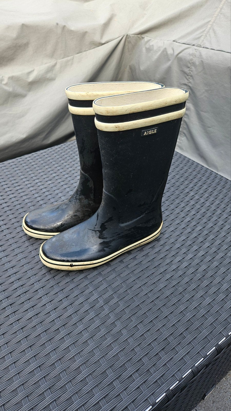 Aigle regenlaarzen maat 38, Ophalen, Gedragen, Zwart, Regenlaarzen