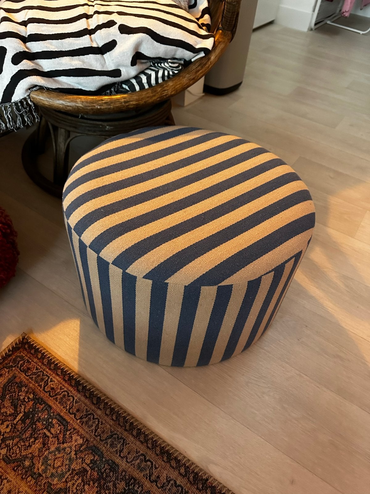 Gestreepte poef Søstrene Grene, Ophalen, Minder dan 50 cm, Rond, Minder dan 50 cm