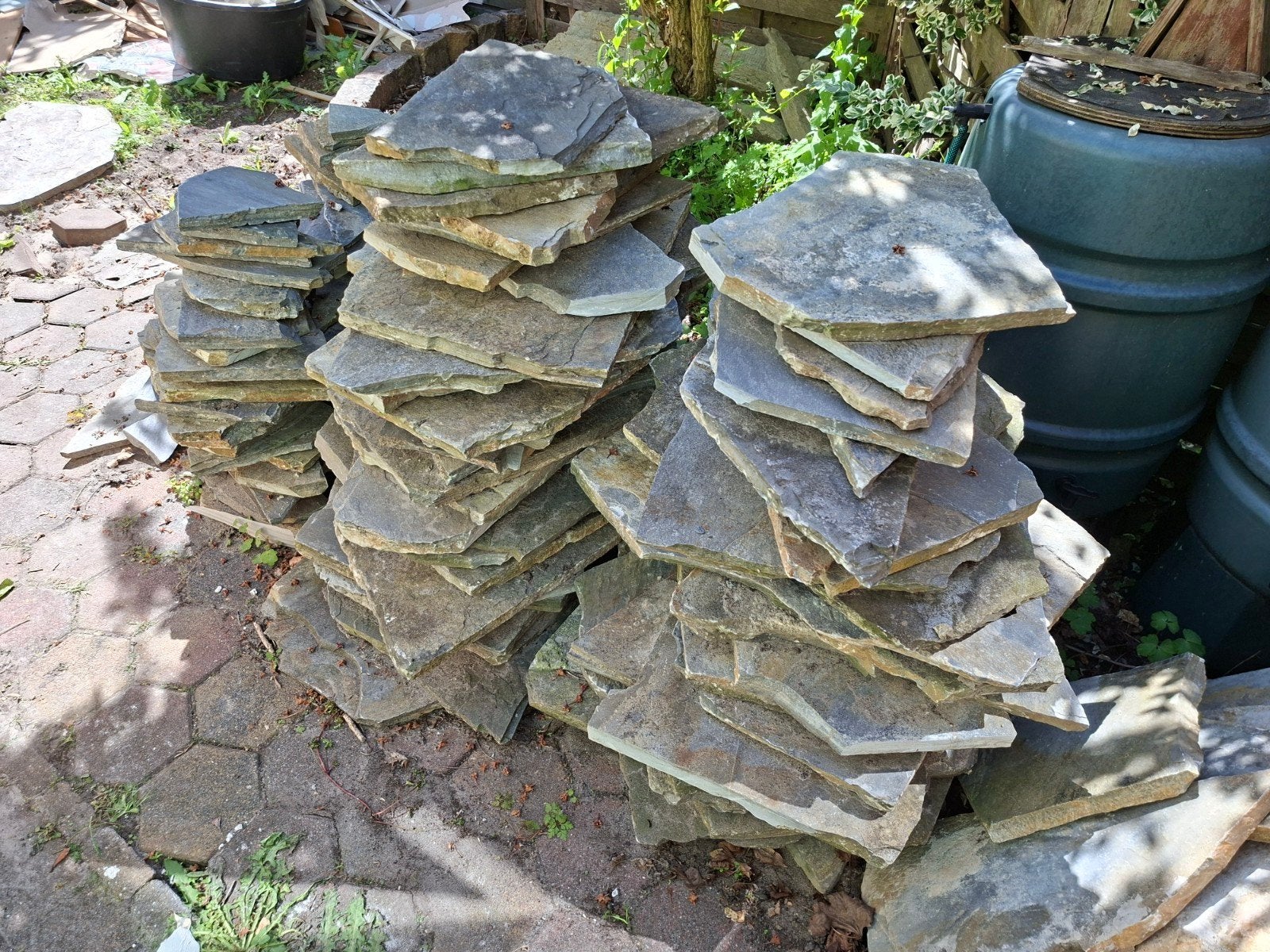 Partij leisteen staptegels voor tuin of terras, Tuin en Terras, Ophalen, Overige typen, Zo goed als nieuw, Natuursteen