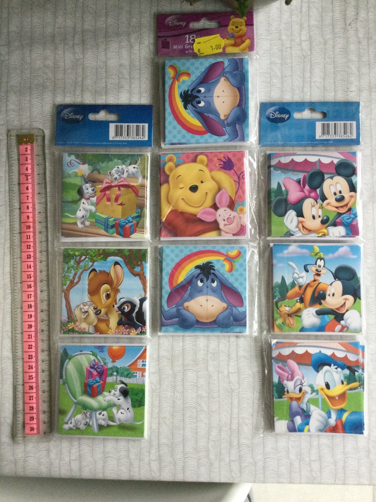 6 disney kaartjes met envelop nw, Diversen, Ophalen of Verzenden, Nieuw