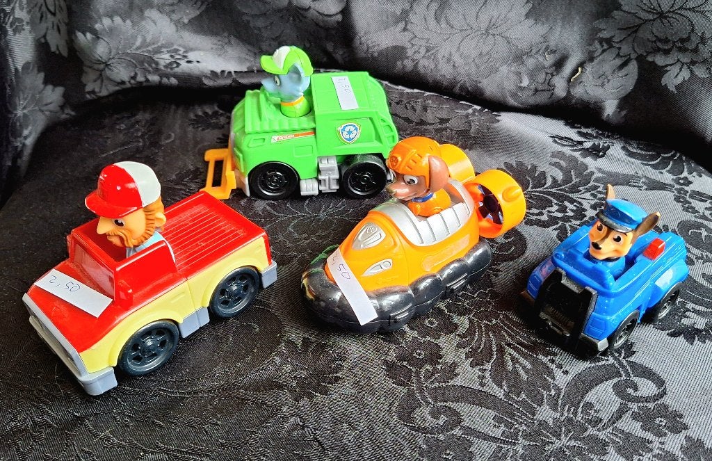 Paw Patrol speelgoedvoertuigen - set van 4, Ophalen of Verzenden, Gebruikt