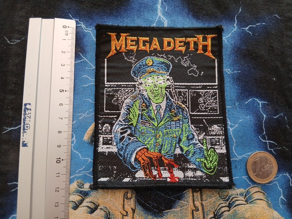 Megadeth mooie zeldzame Holy Wars vintage 1990 patch 49, Ophalen of Verzenden, Nieuw, Kleding