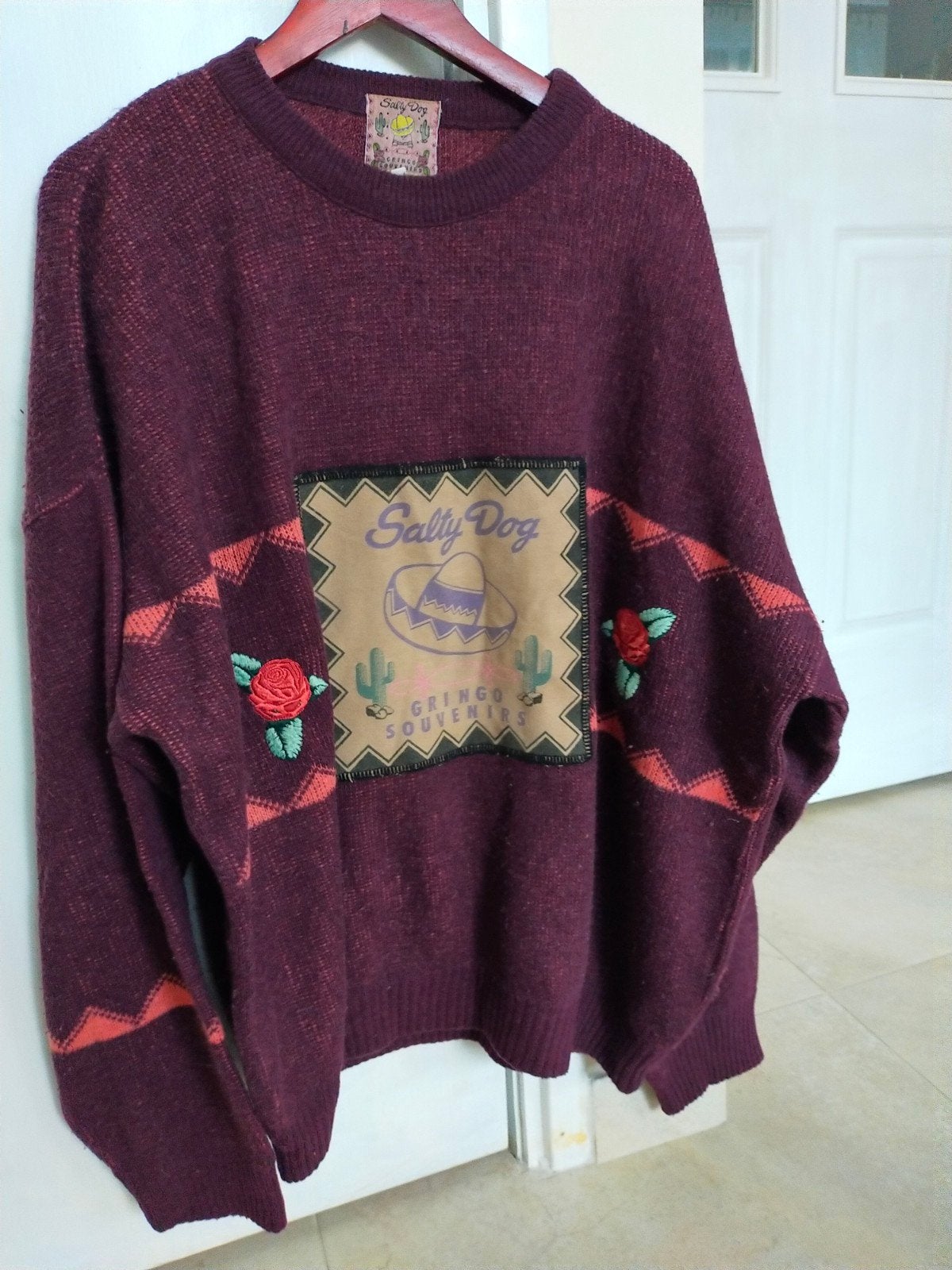 Vintage TRUI WOLLEN WOL  Salty Dog trui UNIEX XL BOHO HIPPIE, Kleding | Dames, VINTAGE HIPPIE BOHO, Paars, Maat 46/48 (XL) of groter