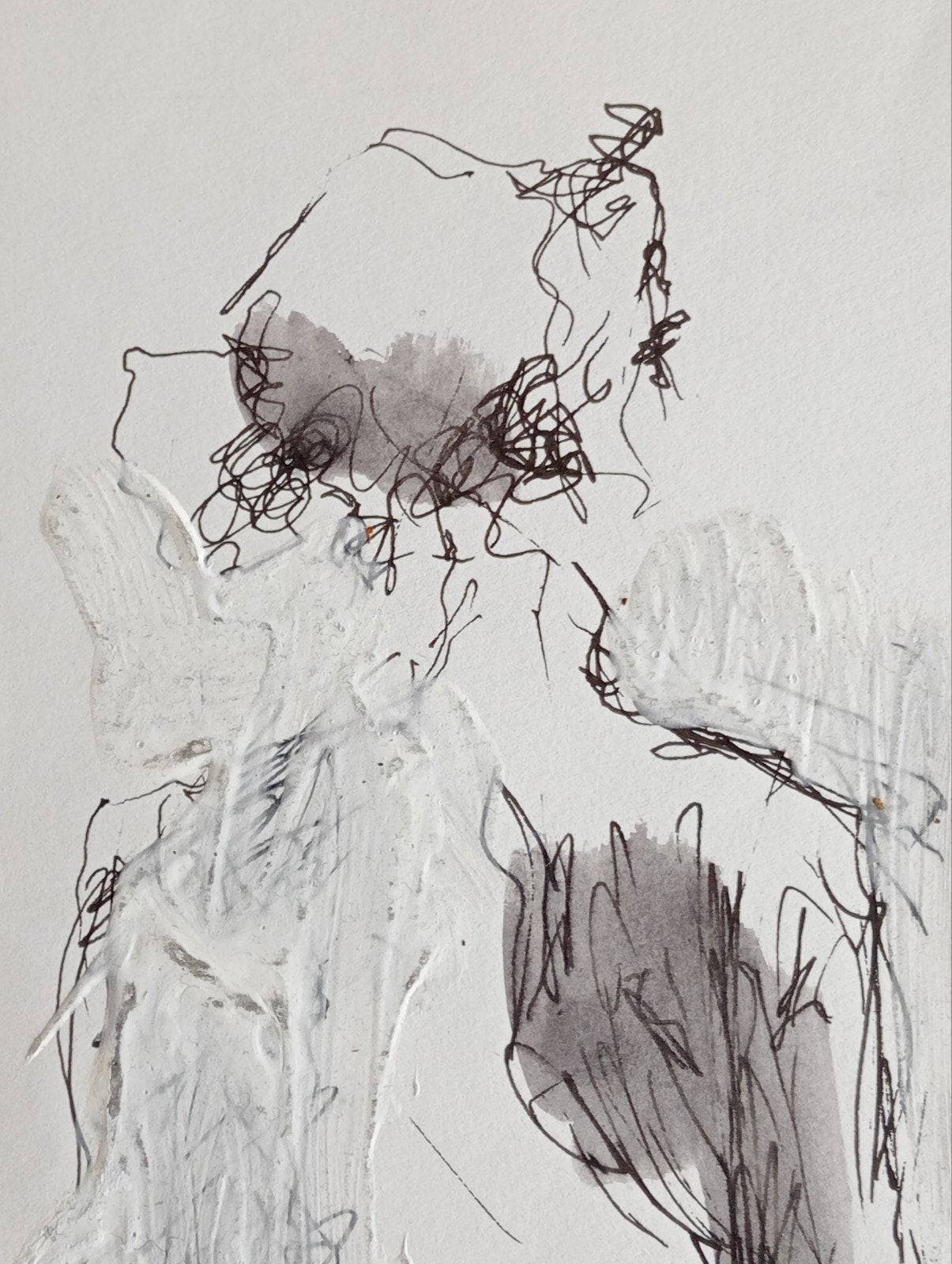tekening figuur circa 1990 gemengde techniek, Antiek en Kunst, Kunst | Tekeningen en Foto's, Ophalen of Verzenden