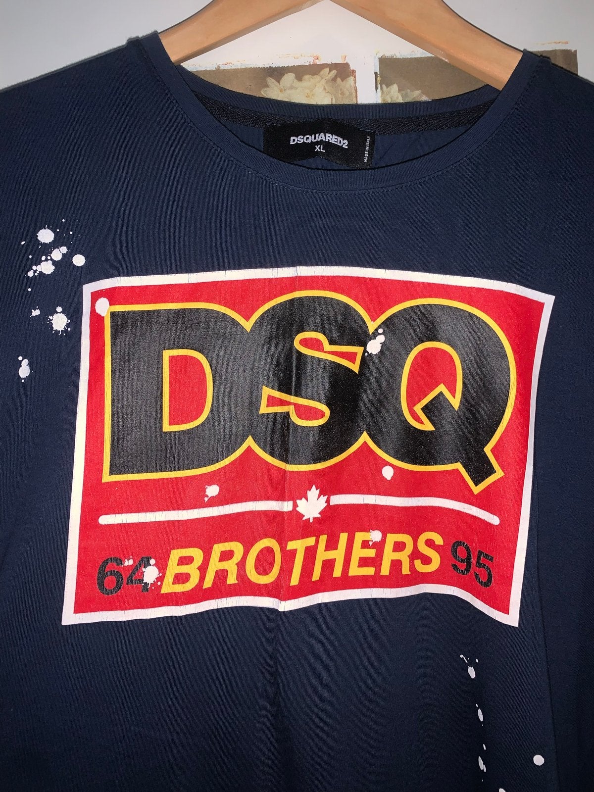 Dsquared2 T-shirt - Donkerblauw met DSQ Brothers print, Ophalen of Verzenden, Gedragen, Maat 56/58 (XL), Blauw