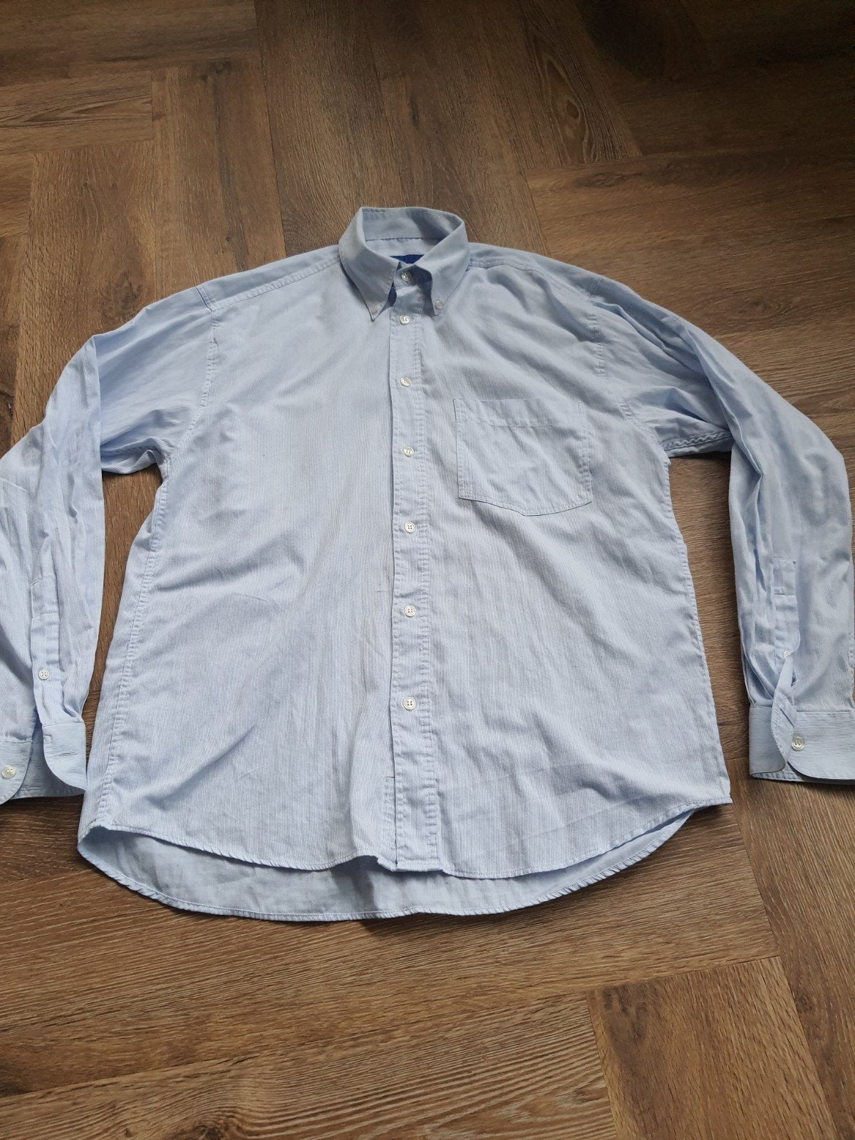 Mooie lichtblauwe katoenen blouse maat M, Kleding | Heren, Ophalen, Zo goed als nieuw, Blauw, Halswijdte 39/40 (M)