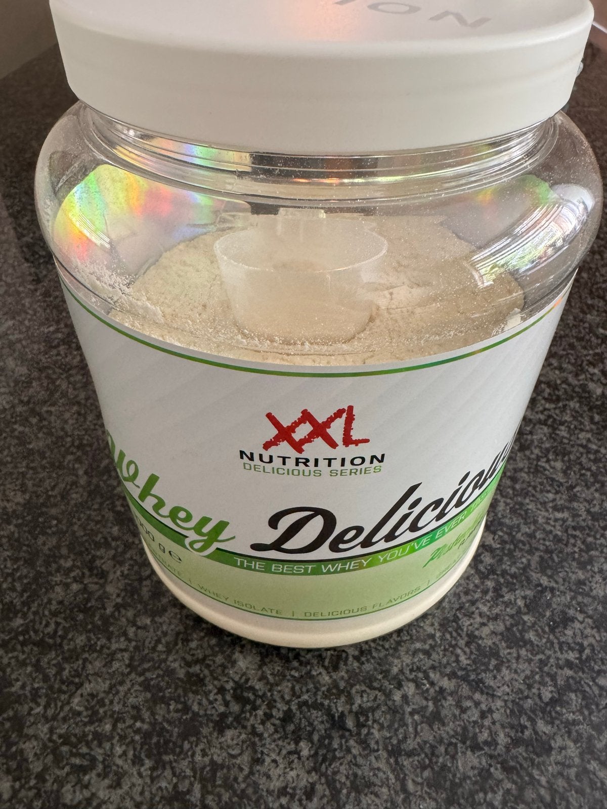 XXL Nutrition Whey Delicious Pistache 1KG Zo Goed Als Nieuw!, Ophalen of Verzenden, Zo goed als nieuw, Poeder of Drank