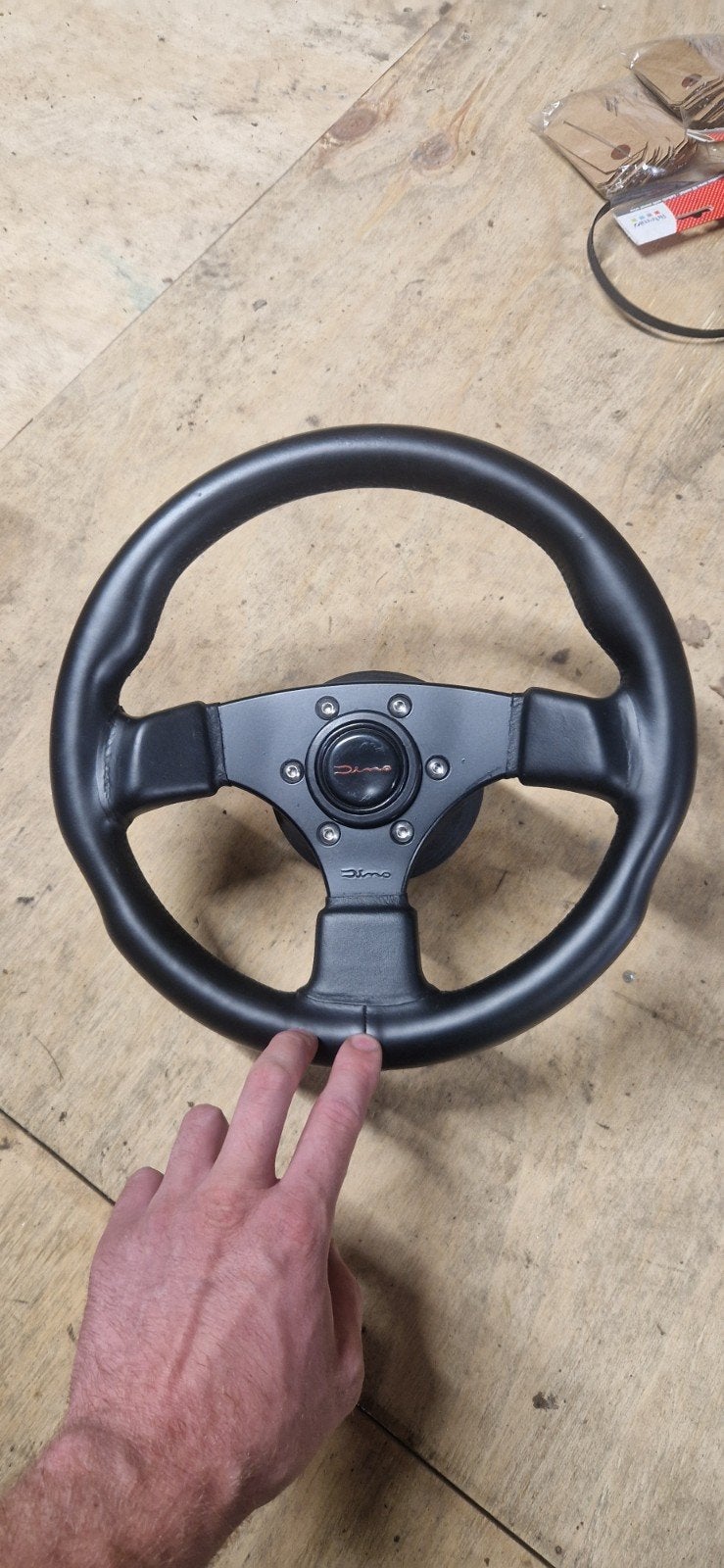 Dino sportstuur - Zwart lederen stuurwiel, Auto-onderdelen, Besturing, Ophalen, Gebruikt, Volkswagen
