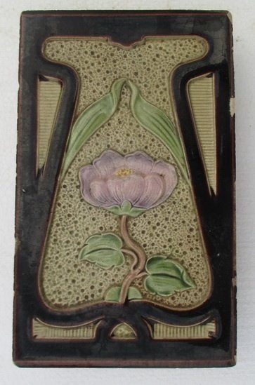 uitzonderlijke art nouveau tegels bloemen vr kachel, Ophalen