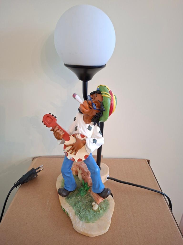 Unieke Rastaman Lamp met Gitaar - Sfeervolle Verlichting, Gebruikt, Minder dan 50 cm, Glas, Reggae, Rastafari, Uniek, Decoratief