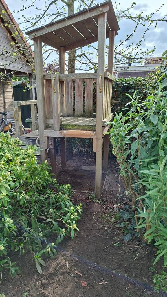 Houten Speelhuisje / Speeltoren voor de Tuin, Ophalen, Gebruikt, Hout