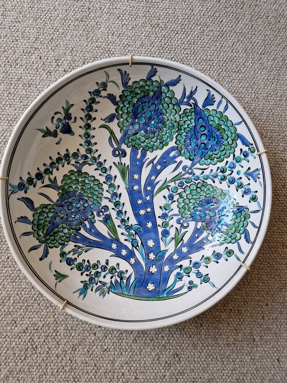 Vintage, handgedecoreerde Griekse aardewerk schaal, Ikaros, Ophalen