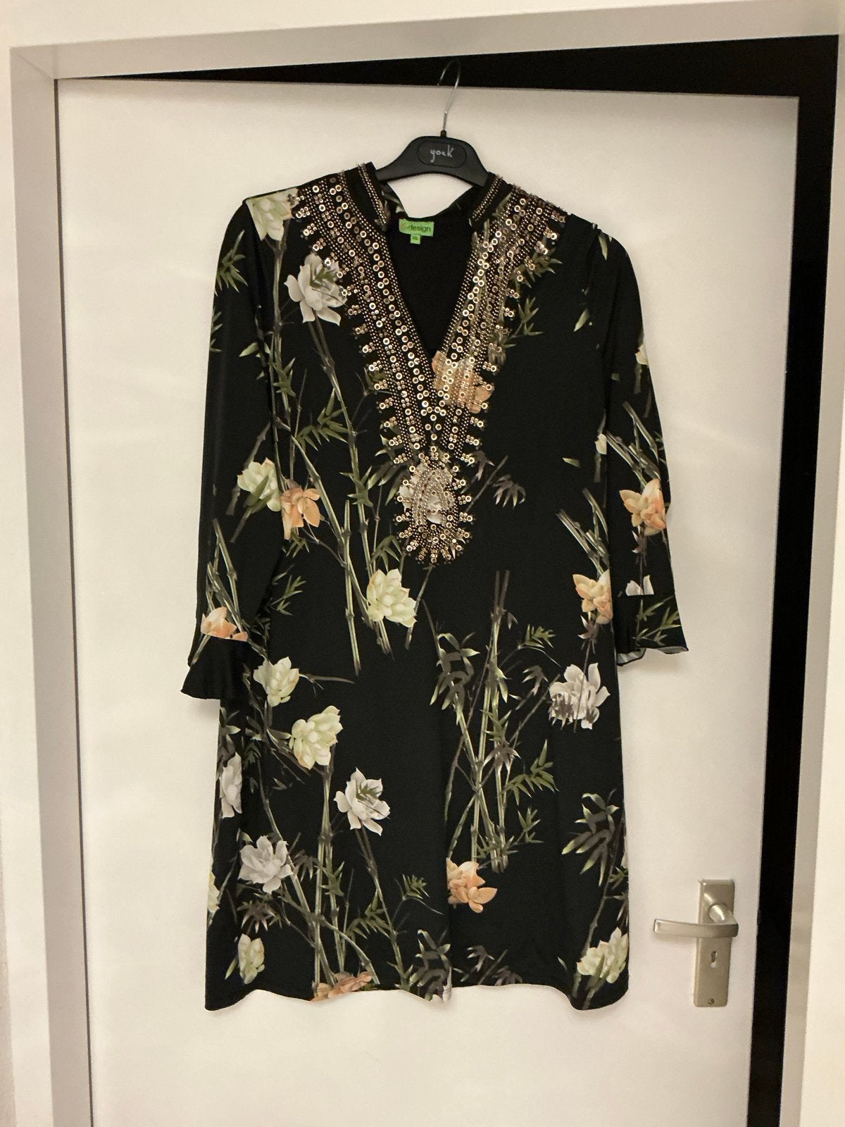 K-design jurk/tuniek XXL met kraaltjes, Zwart, Maat 46/48 (XL) of groter, Ophalen of Verzenden, Knielengte