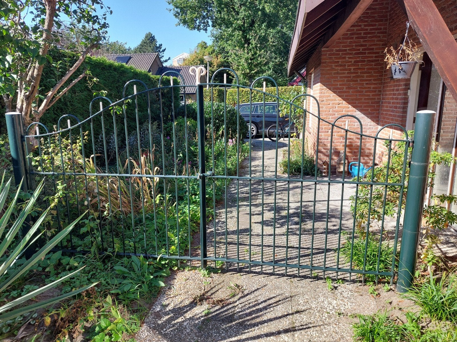 Groen sierhekwerk met poort - Gebruikt, Ophalen, Met poort, Gebruikt, Sierhekwerk
