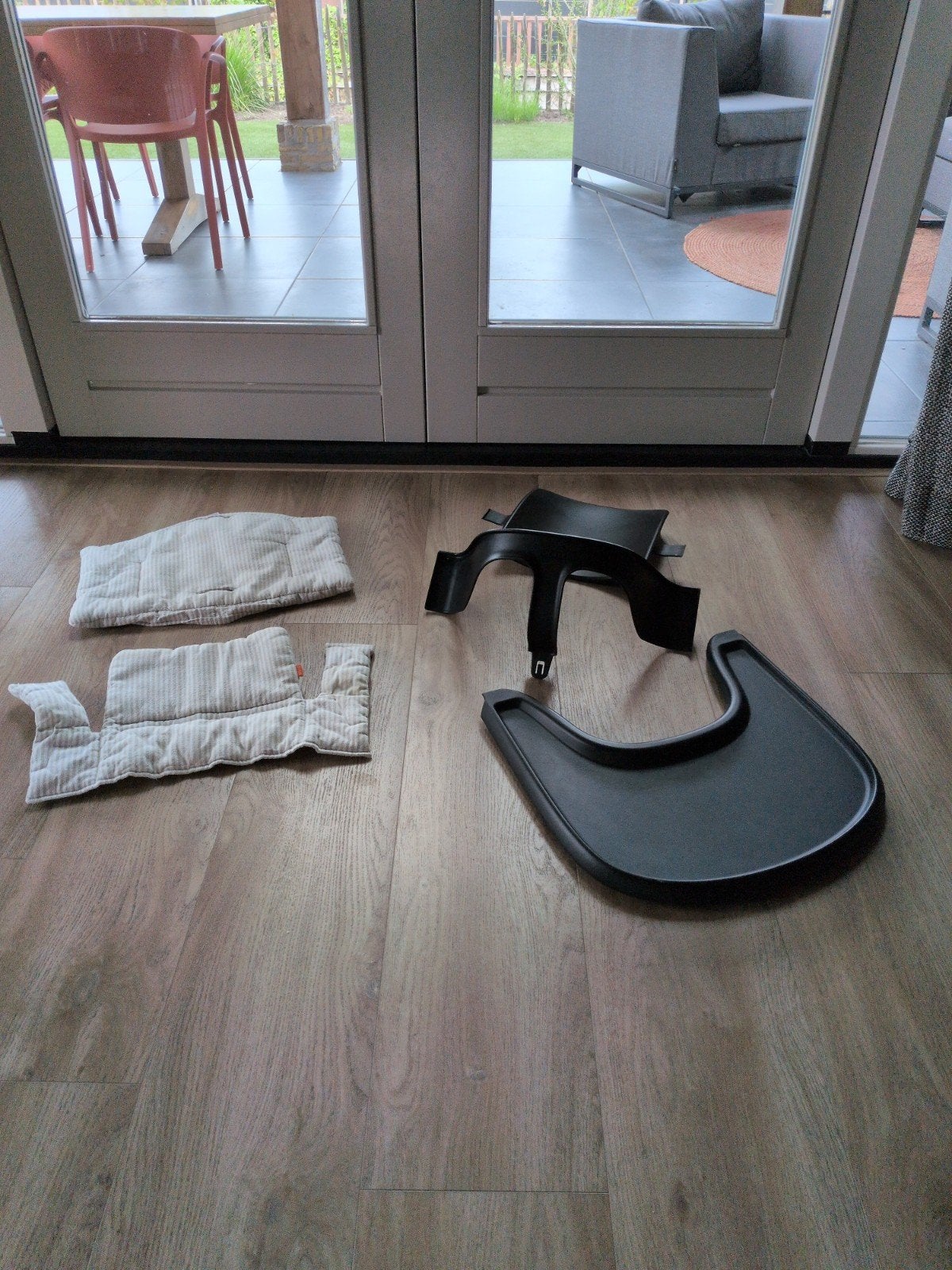 Stokke Tripp Trapp Baby Set met kussens en eetblad, Ophalen of Verzenden, Gebruikt, Meegroeistoel, Afneembaar eetblad