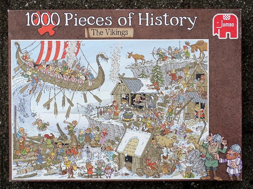 Puzzle De vikingen, Jumbo 1000 stukjes compleet, Hobby en Vrije tijd, Ophalen of Verzenden, 500 t/m 1500 stukjes, Gebruikt, Legpuzzel