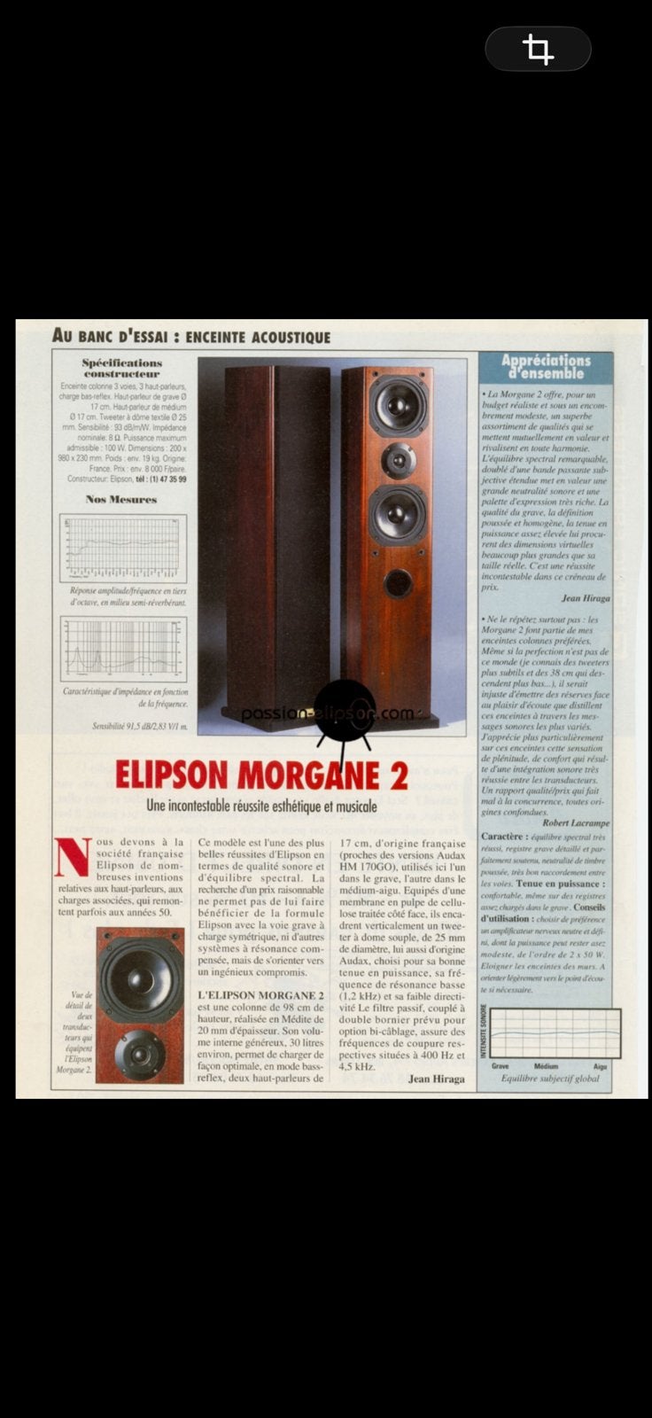 Elipson Morgane 2, Vloerstaande luidspreker, Gebruikt, 120 tot 150 watt, Ophalen
