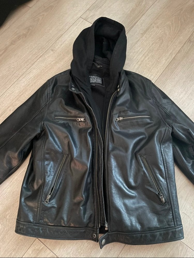Redskins leren motorjas zwart echt leer XXL valt als L, Kleding | Heren, Ophalen of Verzenden, Zo goed als nieuw, Zwart