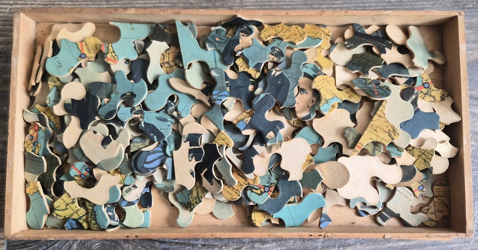 Vintage KLM Wereldkaart Legpuzzel - Jaren '30, Ophalen of Verzenden, Minder dan 500 stukjes, Gebruikt, Legpuzzel