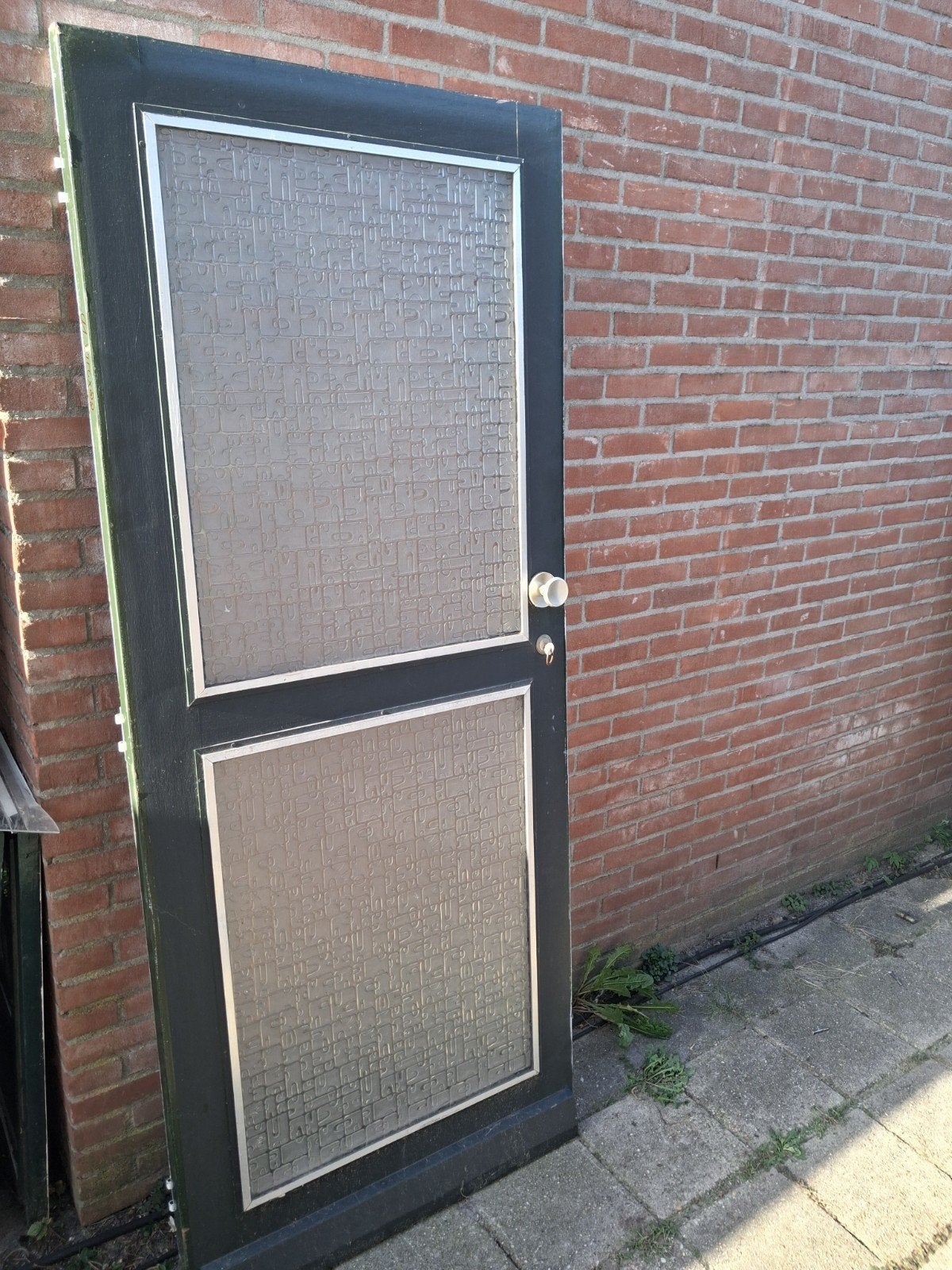 hardhouten voordeur 88x211.5cm dubbelglas sierglas, Ophalen, Gebruikt, 80 tot 100 cm, Buitendeur