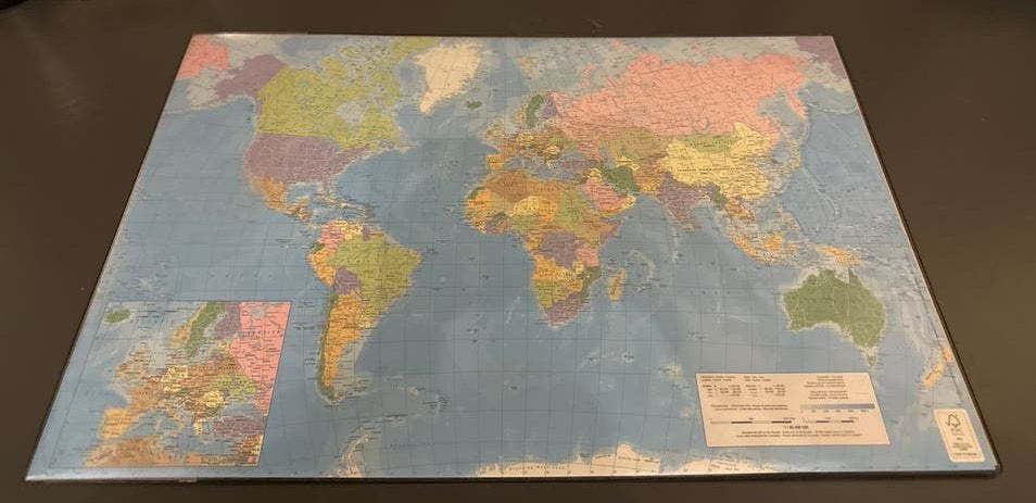 Grote Wereldkaart - Gedetailleerde Landkaart placemat, Ophalen, Nieuw
