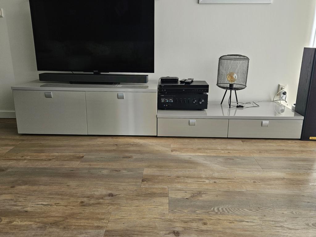 Enzo Luca Italiaans design hoogglans grijs tv-meubel, Ophalen, Zo goed als nieuw, 200 cm of meer, Minder dan 100 cm