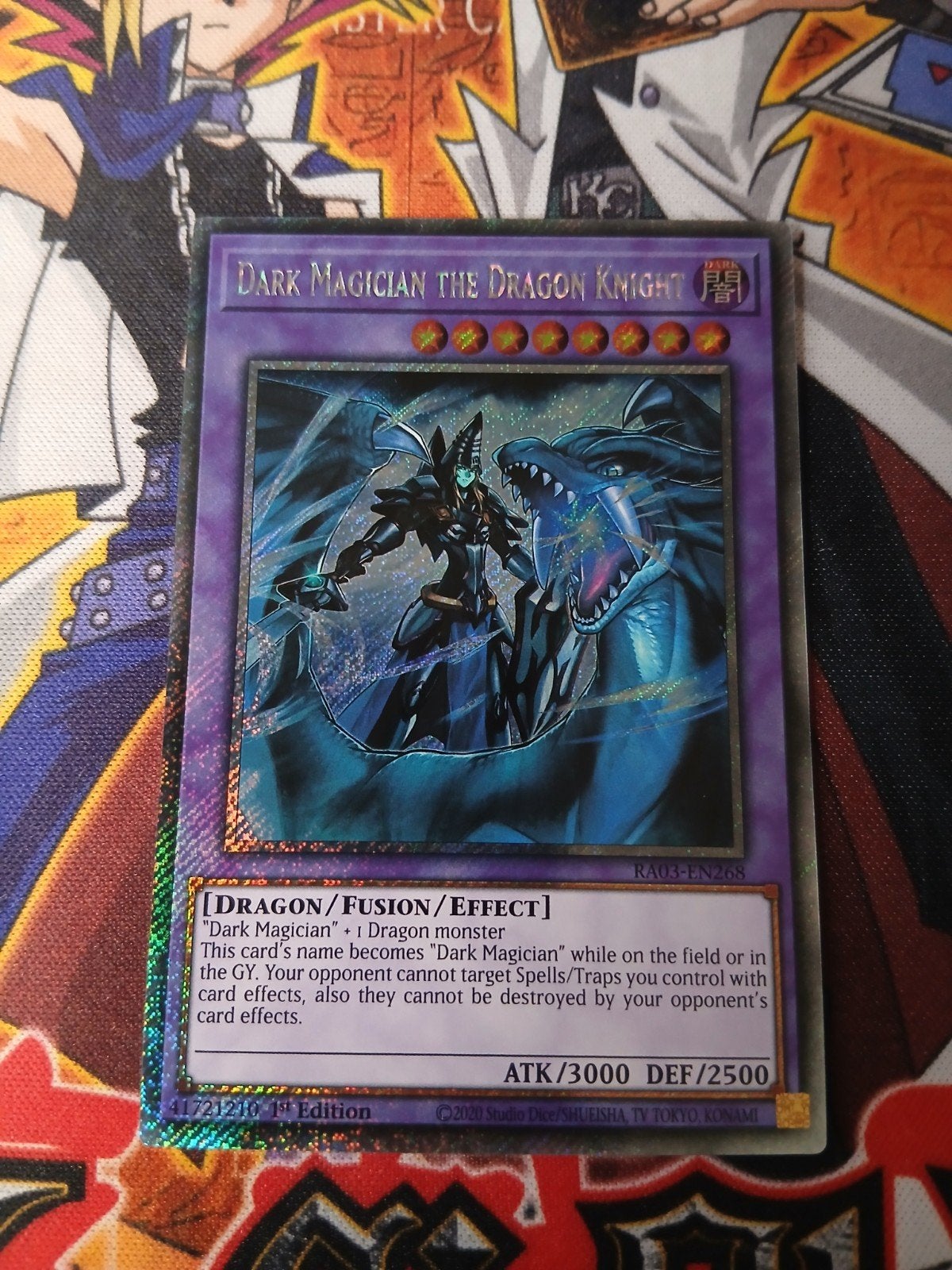 Dark Magician the Dragon Knight - Platinum Secret Rare RA03, Ophalen of Verzenden, Zo goed als nieuw, Foil