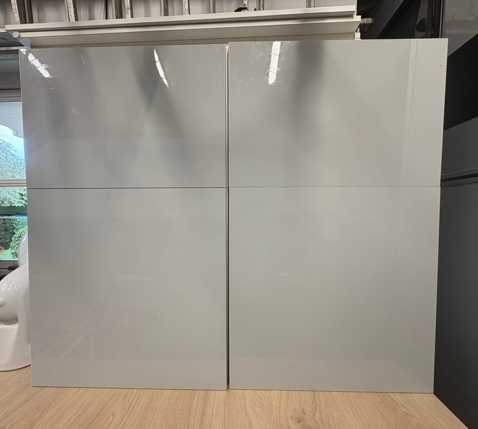 Ikea Grijze hoogglans kastdeuren (4 stuks), Overige materialen, 100 tot 150 cm, Zo goed als nieuw, Minder dan 25 cm