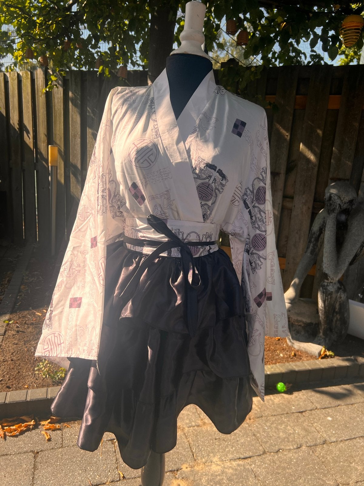 Japanse kimono paars zwart wit, Paars, Ophalen of Verzenden, Maat 34 (XS) of kleiner, Gedragen