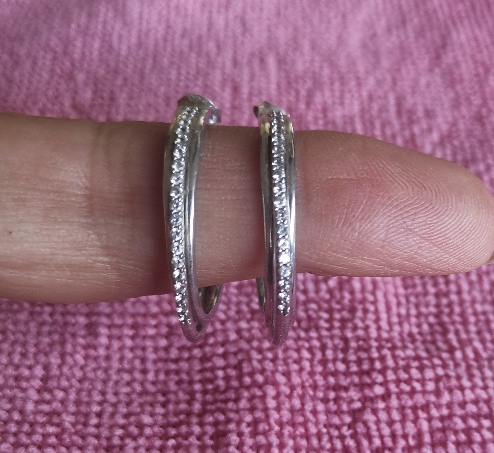 Creolen met zirkonia zilver, Ophalen of Verzenden, Zo goed als nieuw, Zilver, Zilver