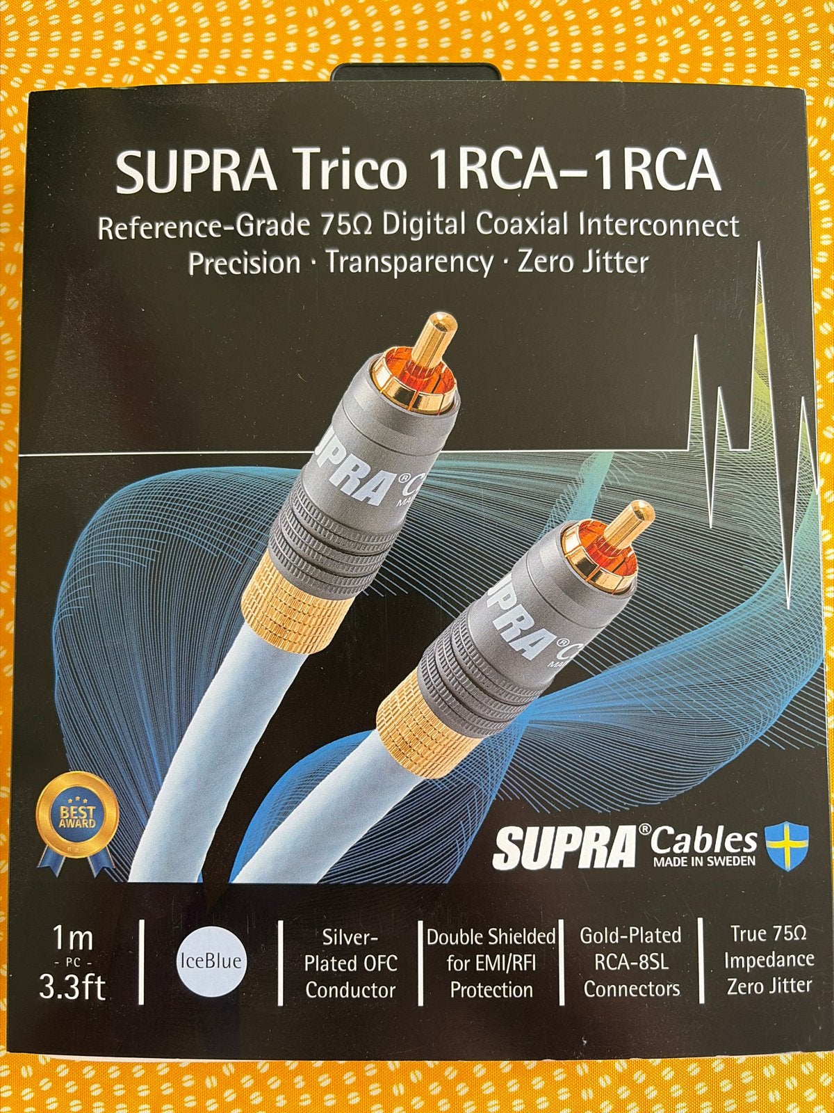 SUPRA Trico digitale coax 75 Ohm 1m RCA-RCA kabel 1m, Audio, Tv en Foto, Audiokabels en Televisiekabels, Ophalen of Verzenden