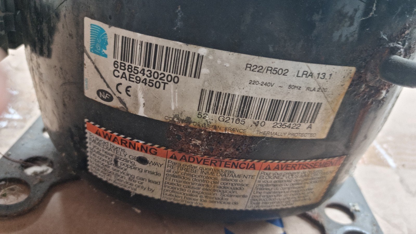 Koelkast compressor CAE9450T R22/R502 LRA 13.1, Witgoed en Apparatuur, Ophalen of Verzenden, Gebruikt