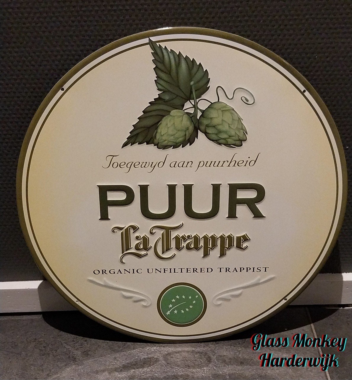 puur La Trappe reclamebord. ( metaal ), Verzamelen, Biermerken, Ophalen, Zo goed als nieuw, Reclamebord, Plaat of Schild, La Trappe